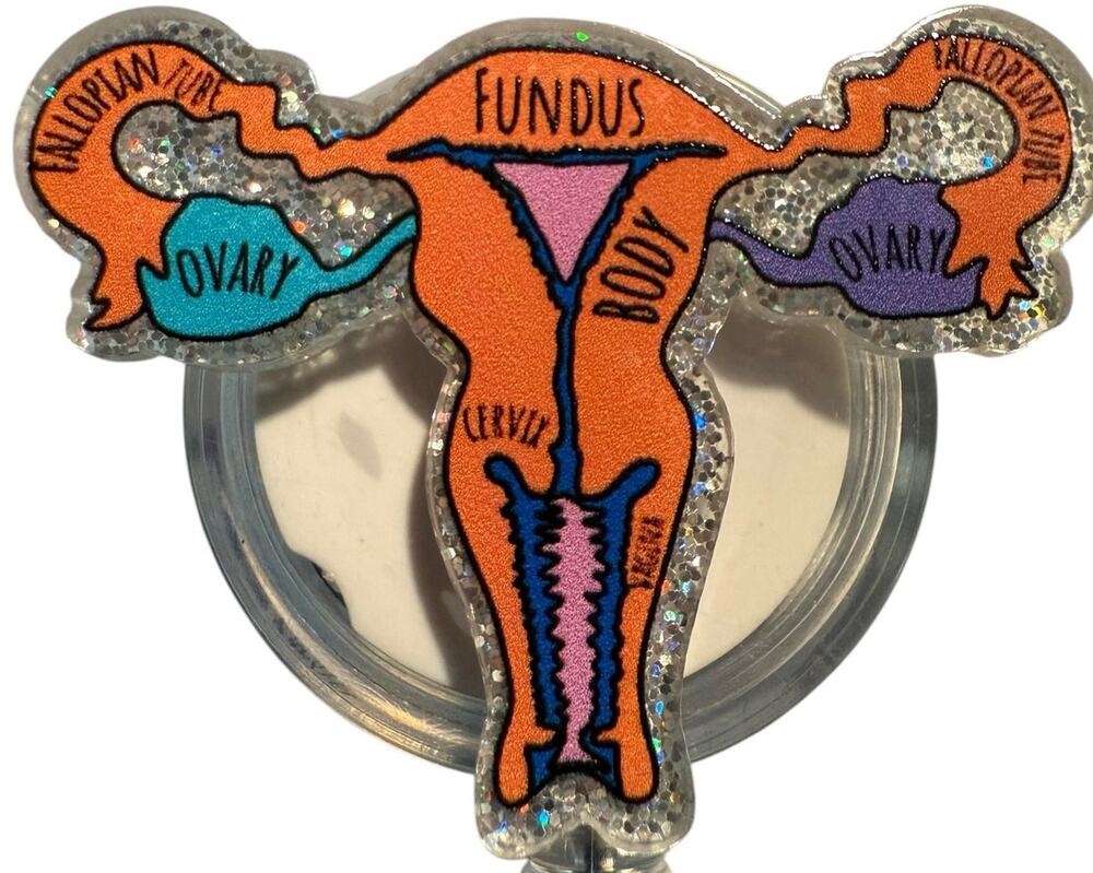 Anatomical OBGYN Retractable ID Badge Reel, Gynecologist, Surgeon, Nurse, NWT